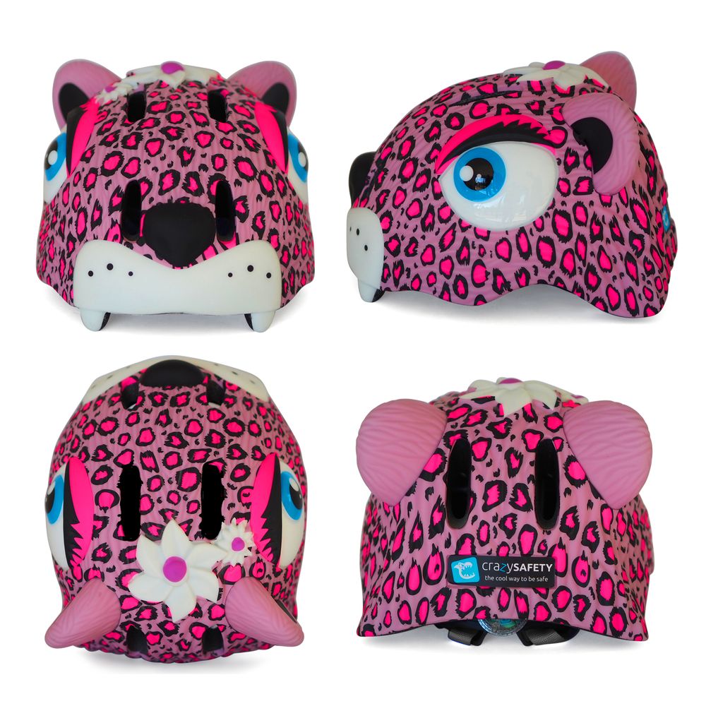 Crazy Safety - Bicycle Helmet - Leopard - Pink - 49-55cm