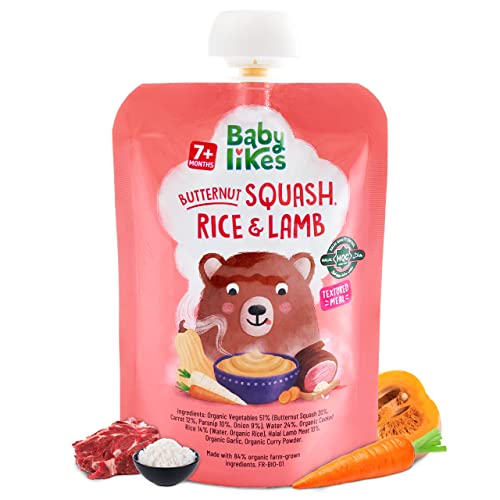 Babylikes - Halal Baby Puree Food Pouch - Butternut Squash, Rice And Lamb - 130 g - 6 Pcs