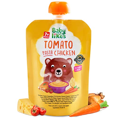 Babylikes - Halal Baby Puree Food Pouch - Tomato Pasta Chicken - 130 g - 6 Pcs
