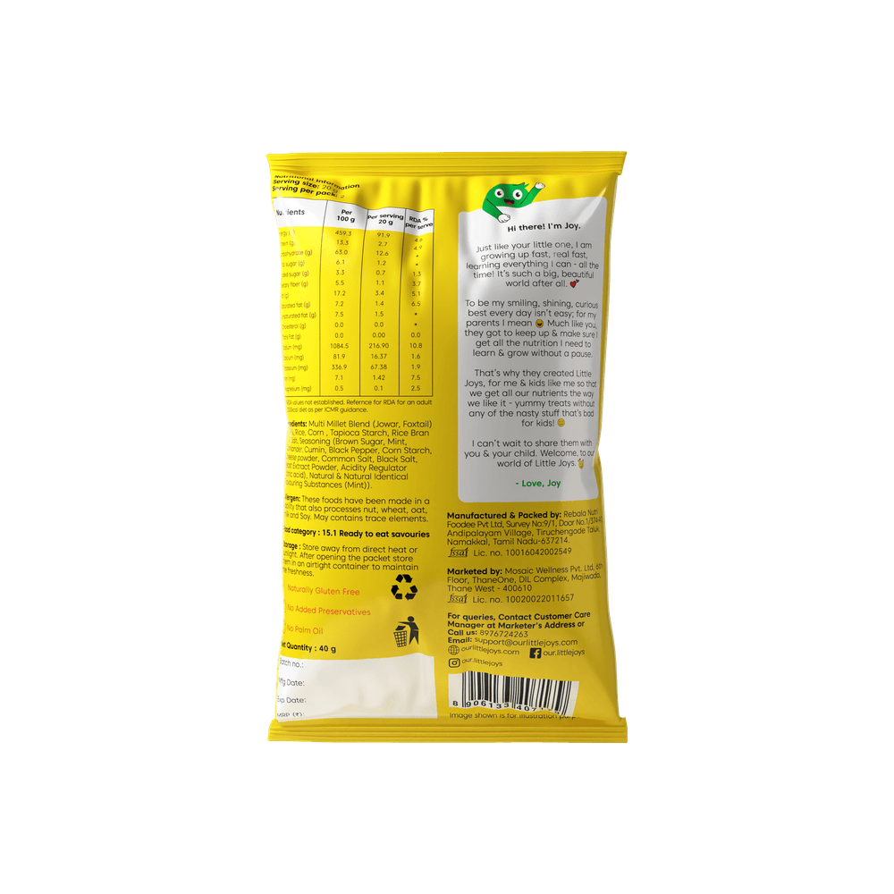 Little Joys - Millet Chips with Cheesy Mint Flavor Snack, Pack of 3