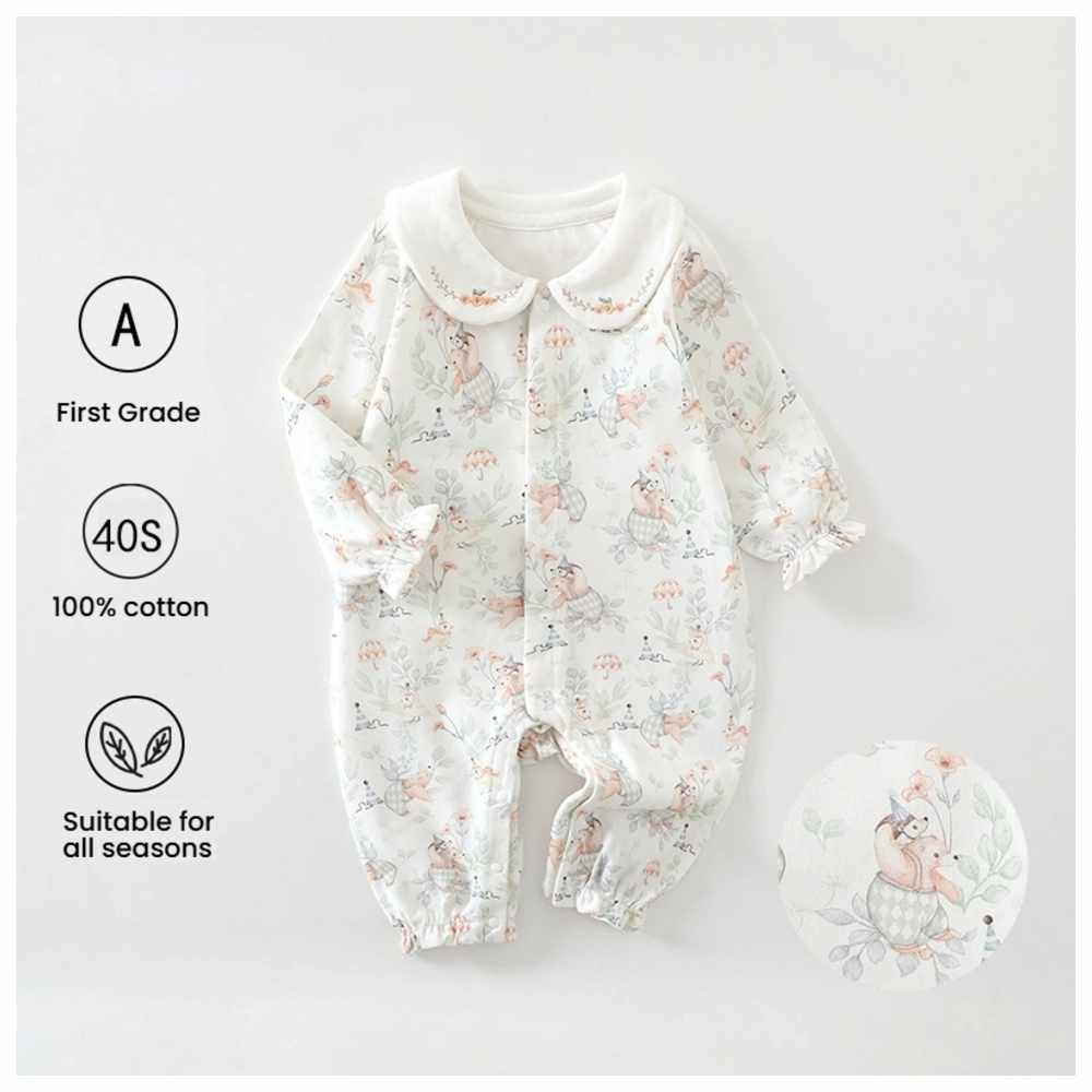 Cherubcare - Floral Print Baby Sleepsuit - White