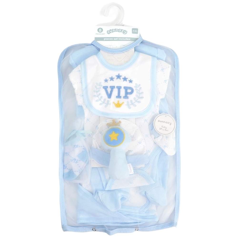 Sunnozy - 8pc-Set - Baby Boy's VIP Matching Set - Blue