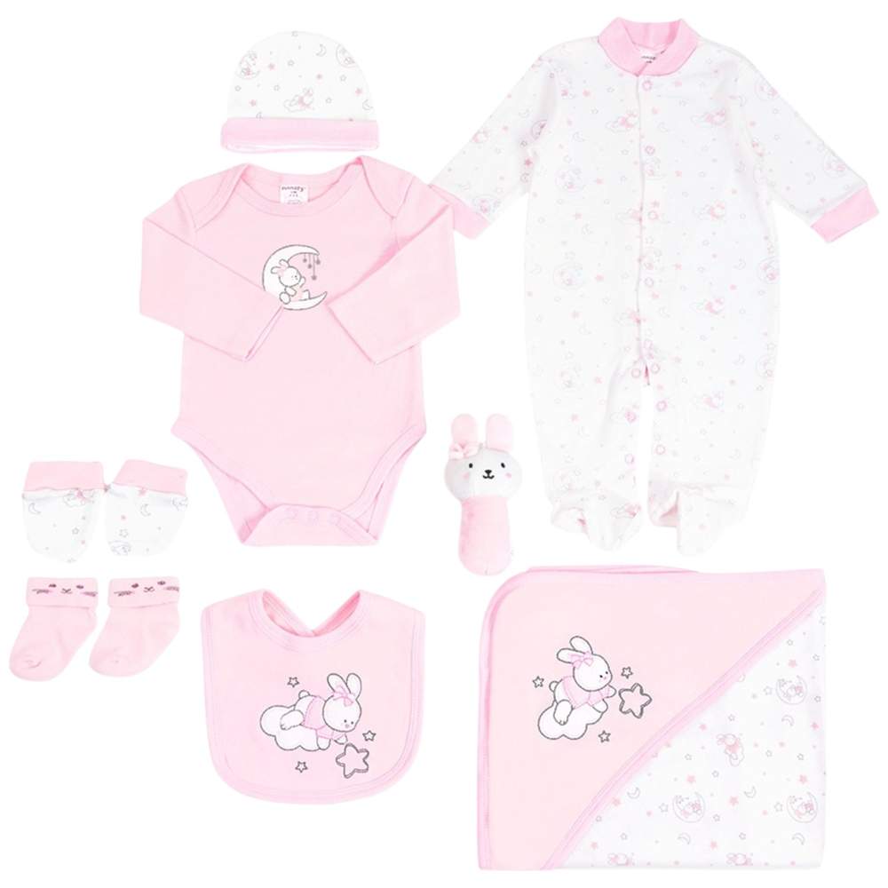Sunnozy - 8pc-Set - Baby Girl's Rabbit Matching Set - Pink