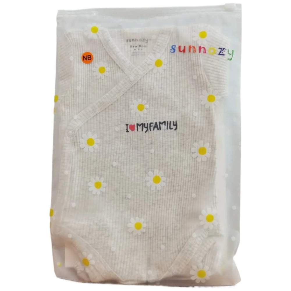 Sunnozy - 3pc-Set - Baby Onesie, Footed Pants & Beanie Cap - Grey