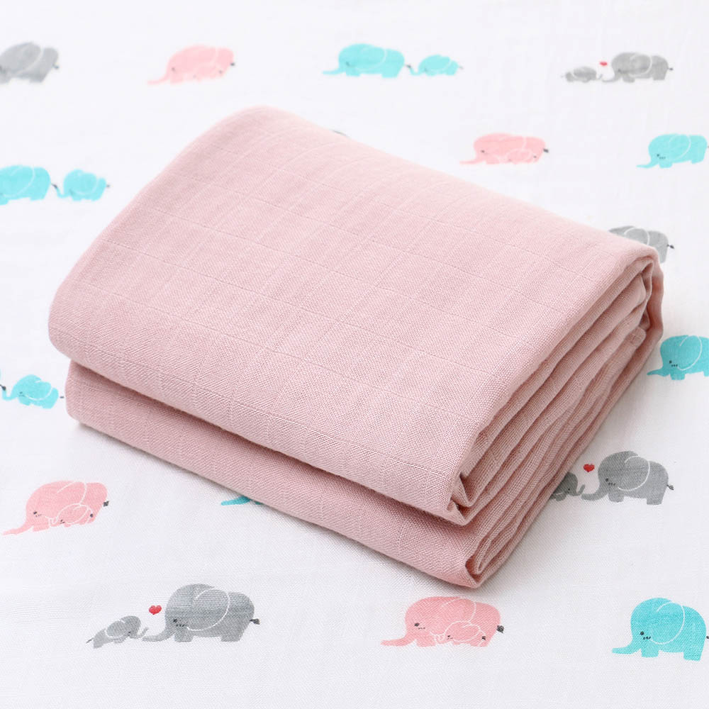 Miracle Baby - 3pc-Set - Bamboo Cotton Baby Swaddle Blanket - Pink - 120 x 120 cm