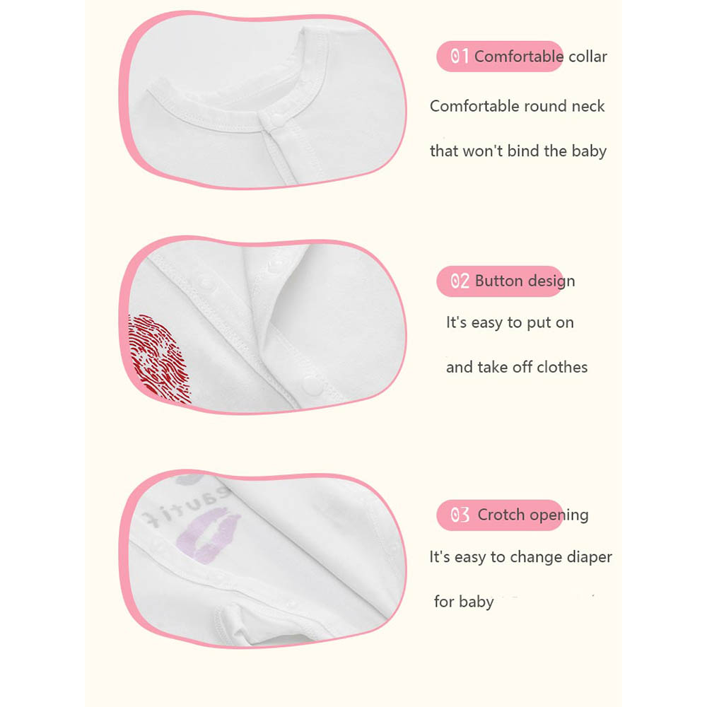 Miracle Baby - 100% Cotton Long Sleeves Baby Onesies With Hat - White