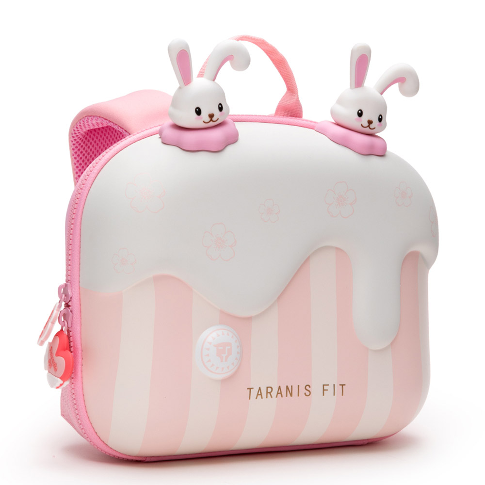 Taranis - Plastic And Nylon Square School Backpack - Pink/White - 12-Inch