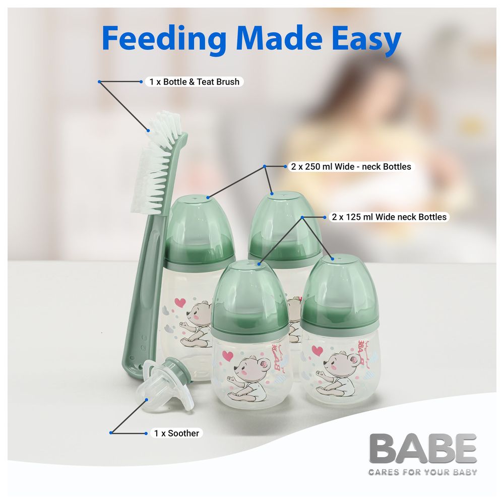 بيبي - مجموعة بداية للمواليد - أخضر/شفاف - عدد 6