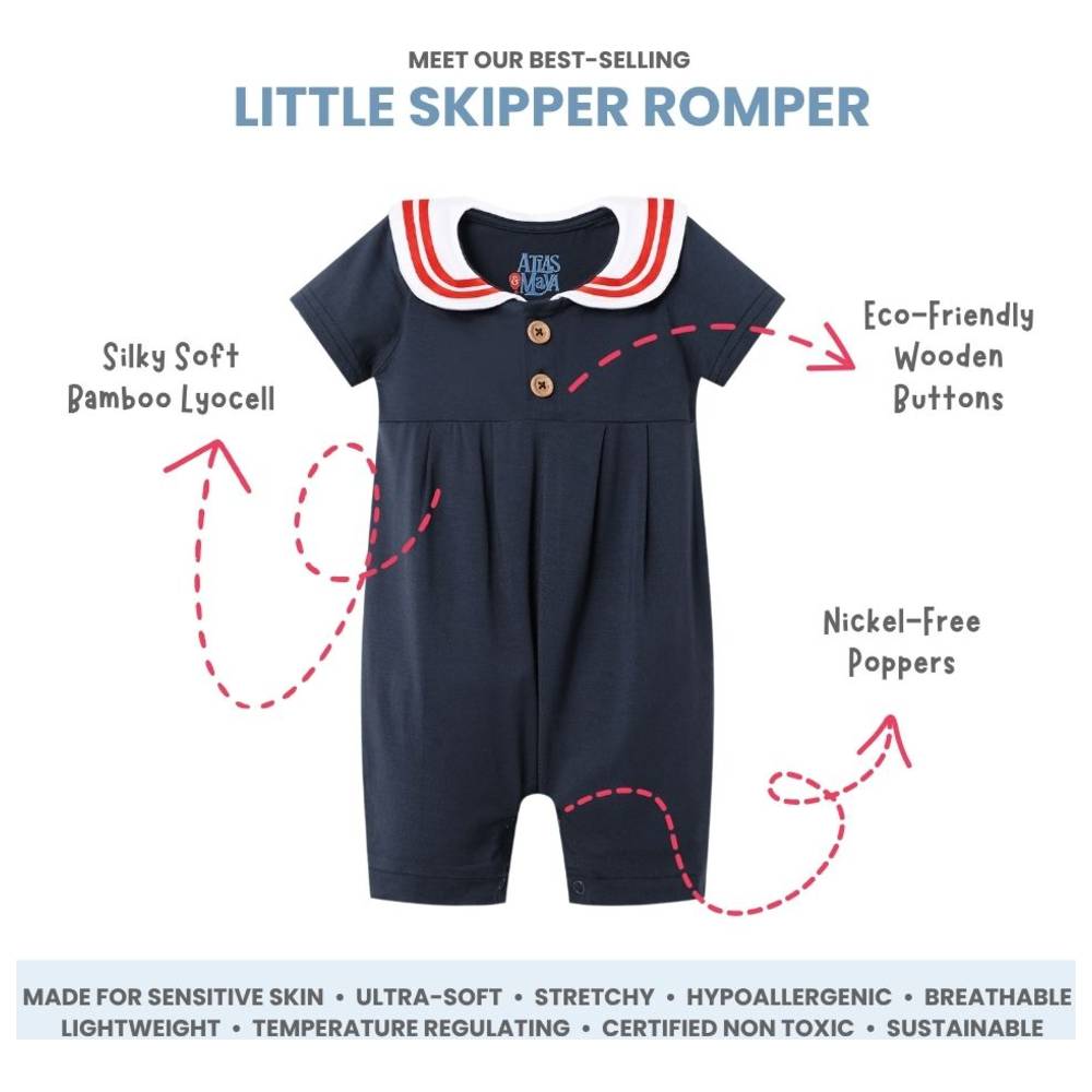 أطلس ومايا - رومبر بحار من الخيزران العضوي من ليتل سكيبر - أزرق داكن