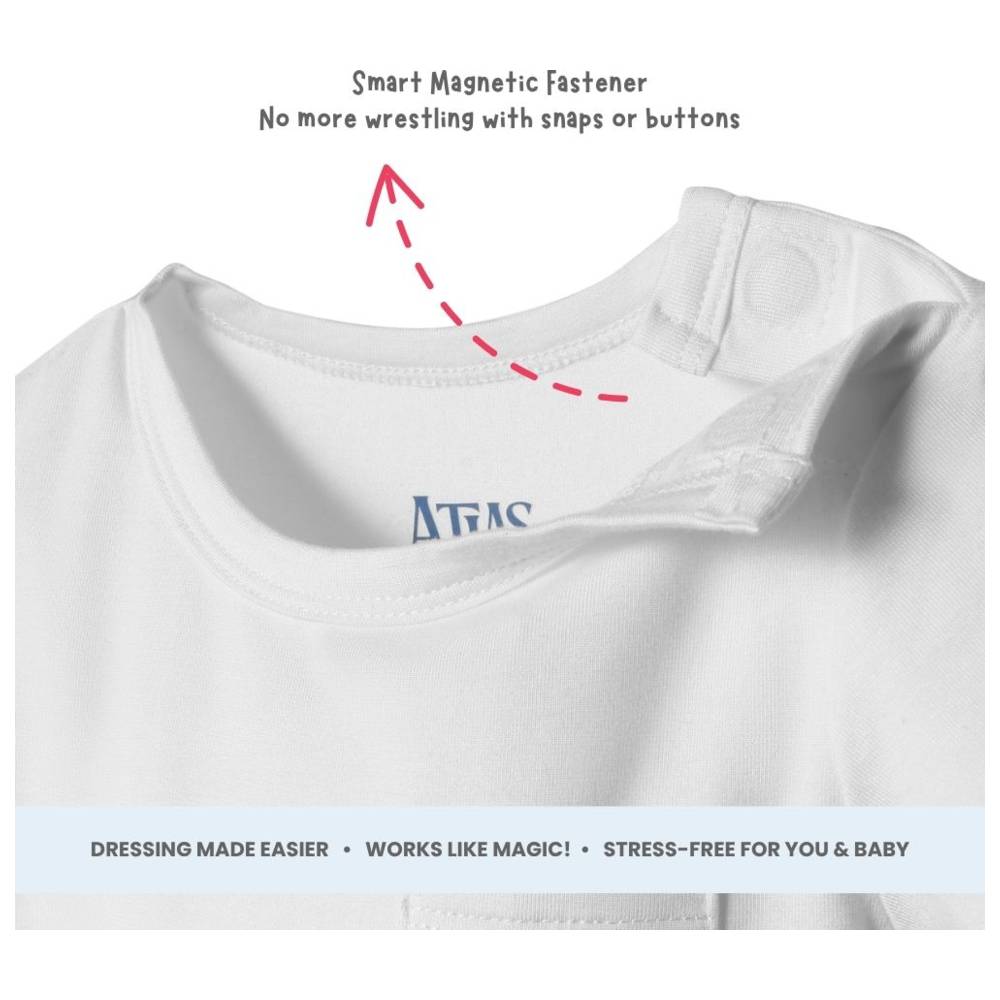 Atlas & Maya - Iconic Short Sleeve Magnetic Bodysuit With Pocket - White