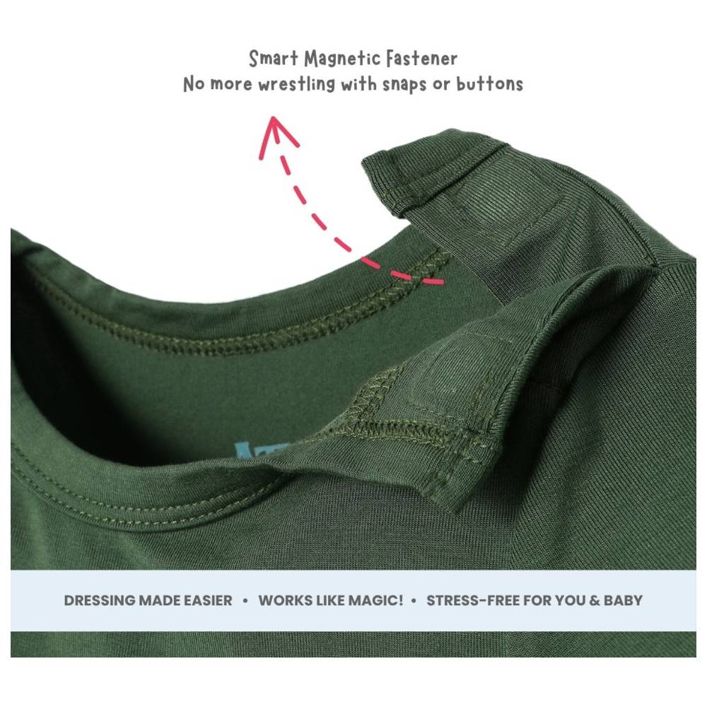 Atlas & Maya - Iconic Short Sleeve Magnetic Bodysuit With Pocket - Green