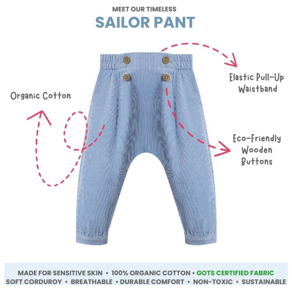 أطلس ومايا - بنطال بحار من القطن العضوي - أزرق