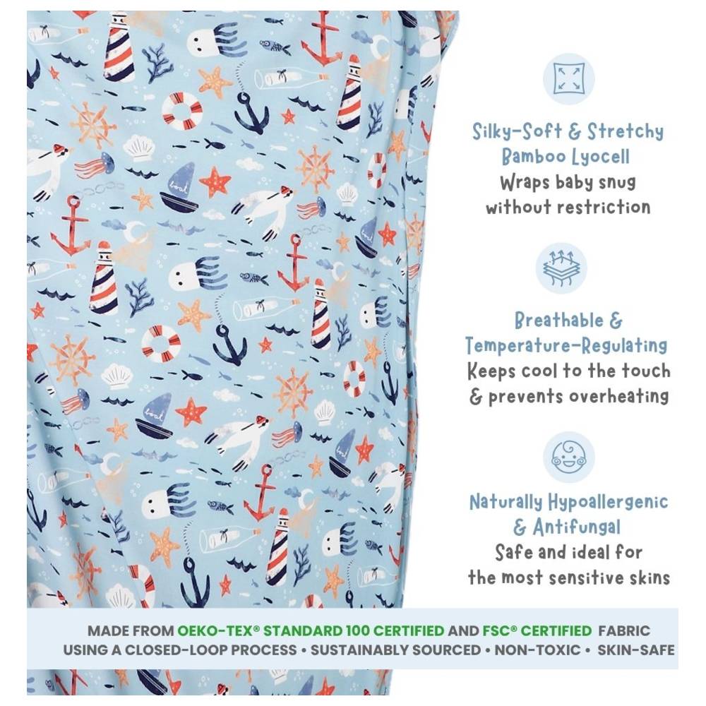 Atlas & Maya - Stretchy Bamboo Multipurpose Swaddle Blanket - Anchor Away