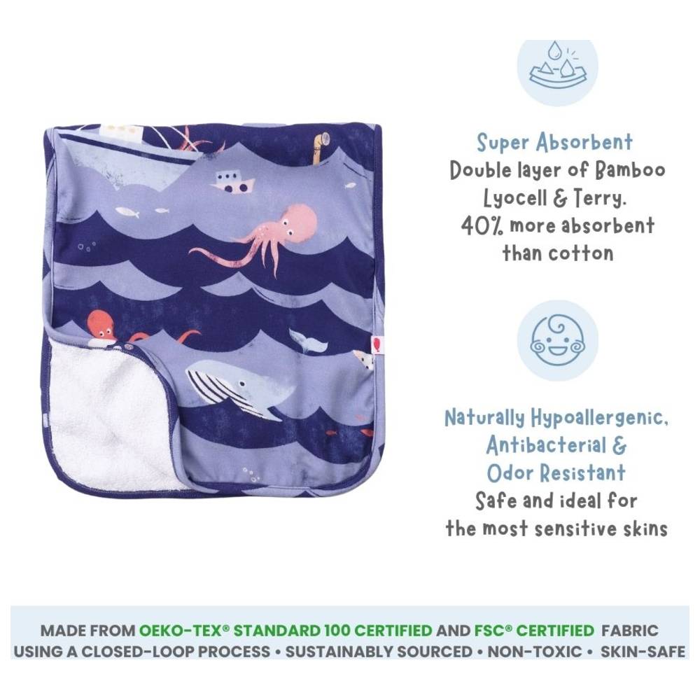 Atlas & Maya - Super Absorbent Bamboo Burp Cloth - Ocean Snuggles