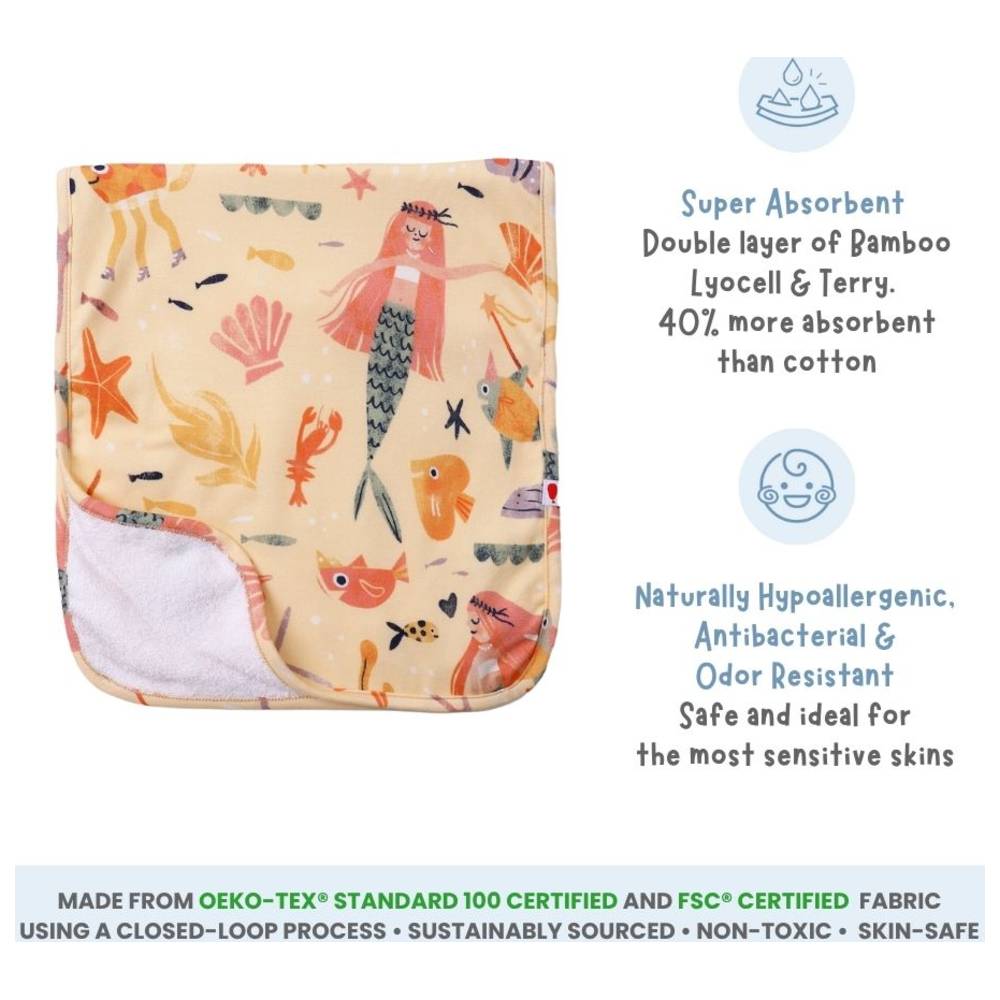 Atlas & Maya - Super Absorbent Bamboo Burp Cloth - Mermaid Love