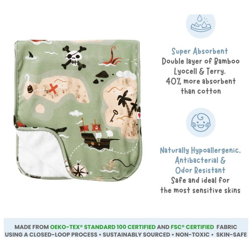 Atlas & Maya - Super Absorbent Bamboo Burp Cloth - Pirate Bay