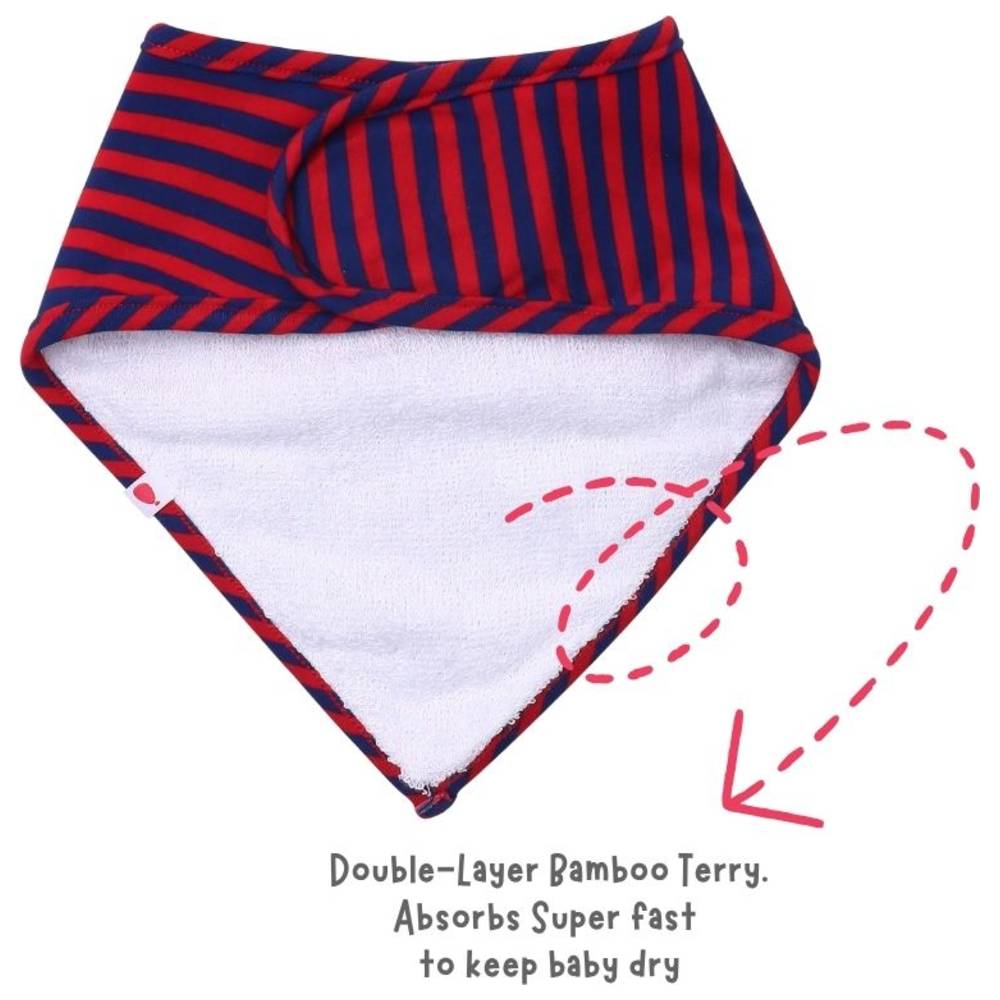 Atlas & Maya - Organic Bamboo Magnetic Bandana Bibs - Betta Stripes/Red - 2 Pcs