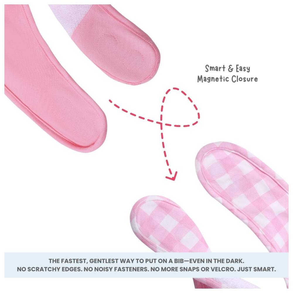 Atlas & Maya - Organic Bamboo Magnetic Bandana Bibs - Blush Gingham/Pink - 2 Pcs