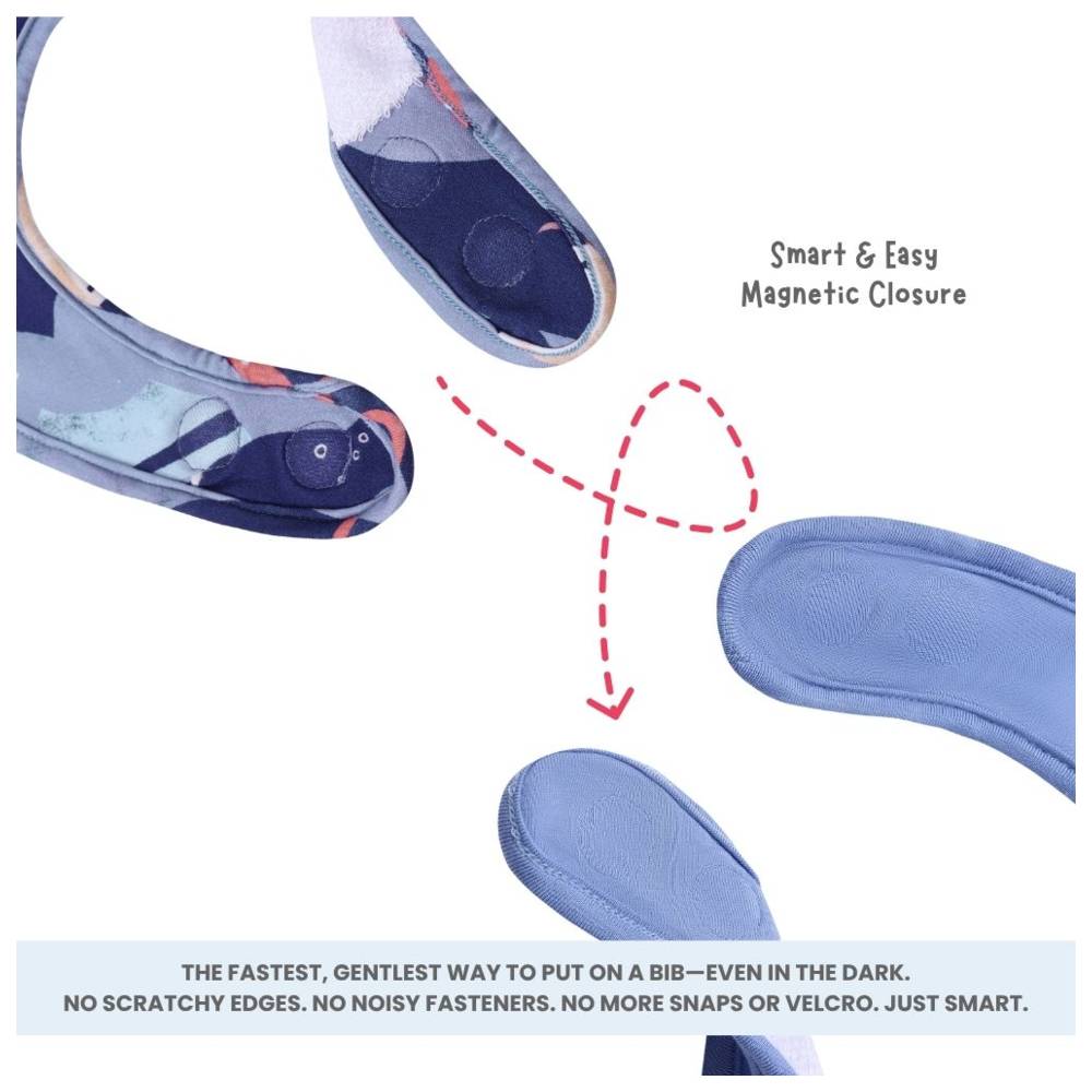 Atlas & Maya - Organic Bamboo Magnetic Bandana Bibs - Blue Gingham/Blue - 2 Pcs