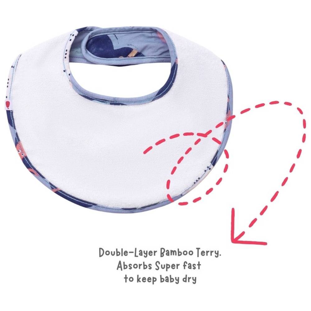 Atlas & Maya - Organic Bamboo Magnetic Bandana Bibs - Blue Gingham/Blue - 2 Pcs