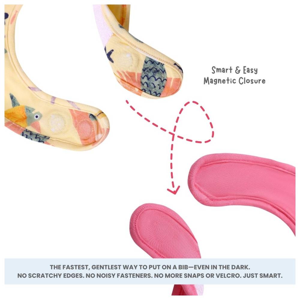 Atlas & Maya - Organic Bamboo Magnetic Round Bibs - Mermaid Love/Pink - 2 Pcs