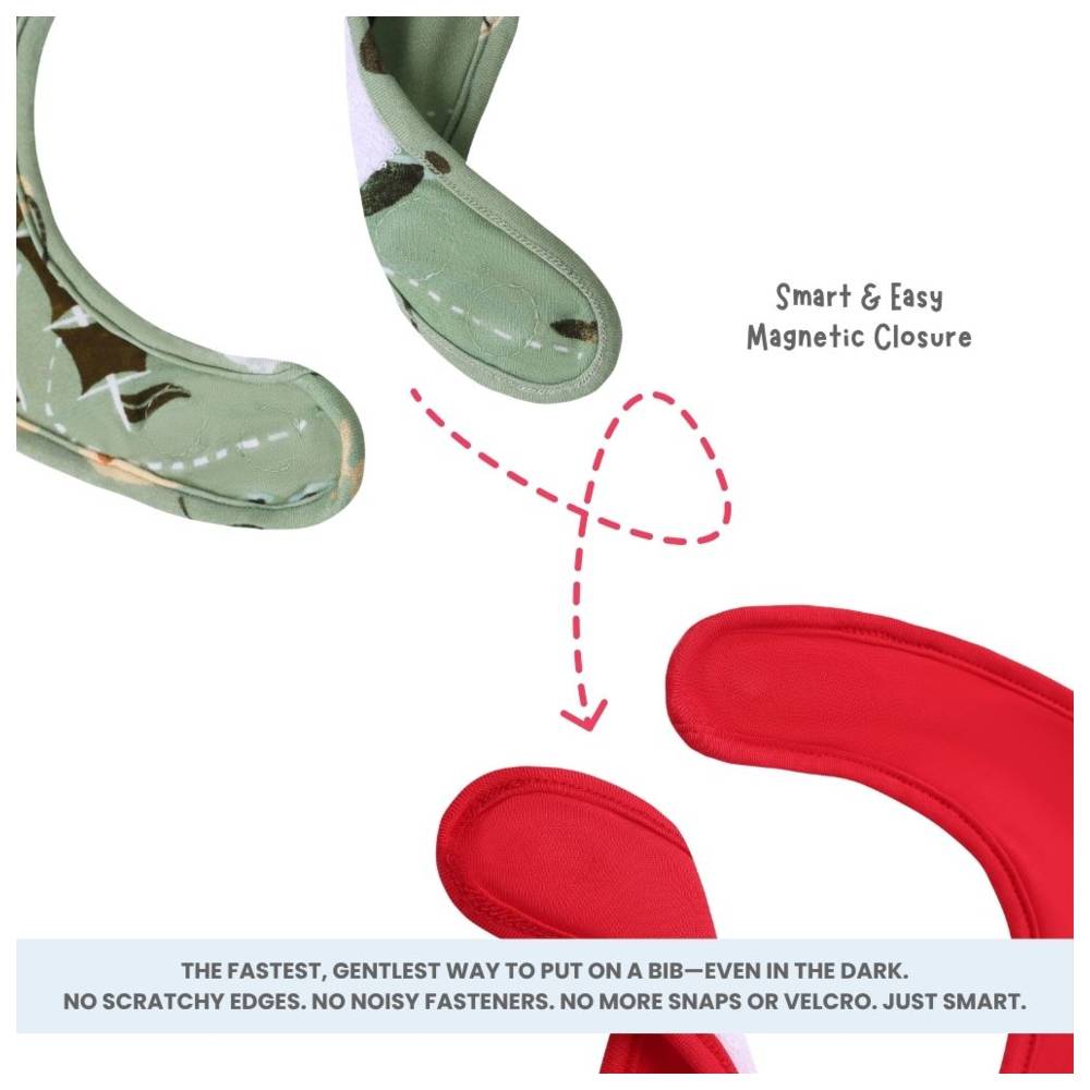 Atlas & Maya - Organic Bamboo Magnetic Round Bibs - Pirate Bay/Red - 2 Pcs