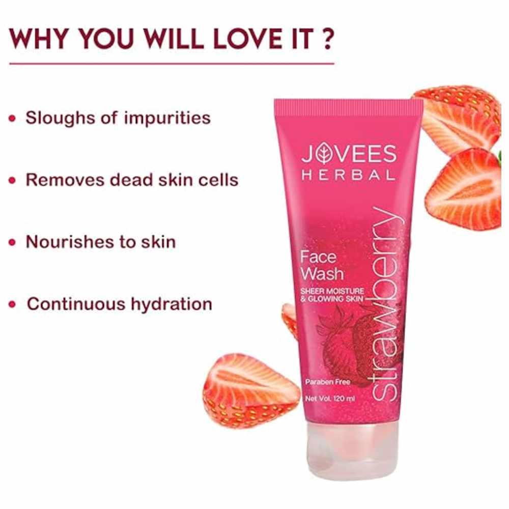 Jovees Herbal - Sheer Moisture & Glowing Skin Strawberry Face Wash - 120 ml