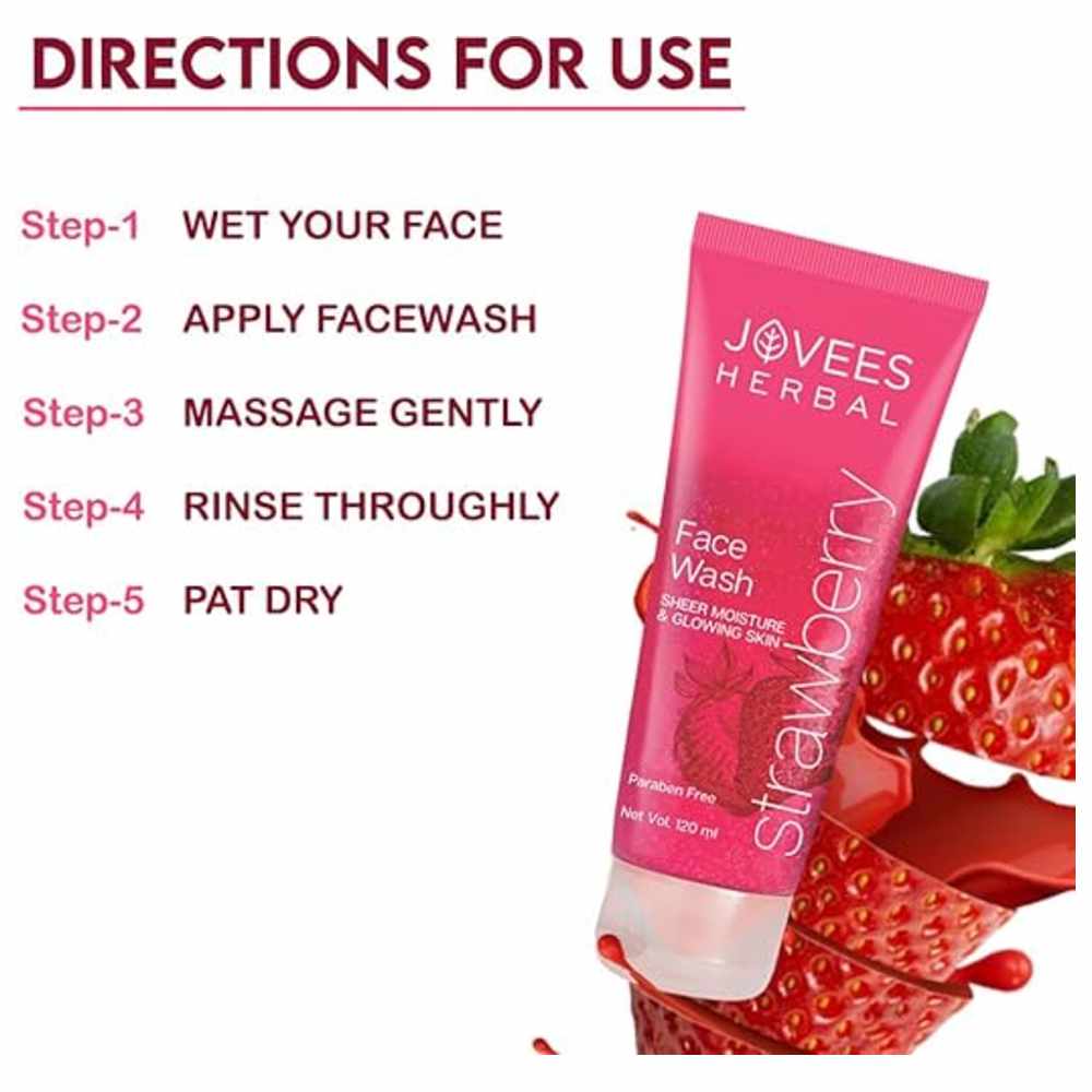 Jovees Herbal - Sheer Moisture & Glowing Skin Strawberry Face Wash - 120 ml