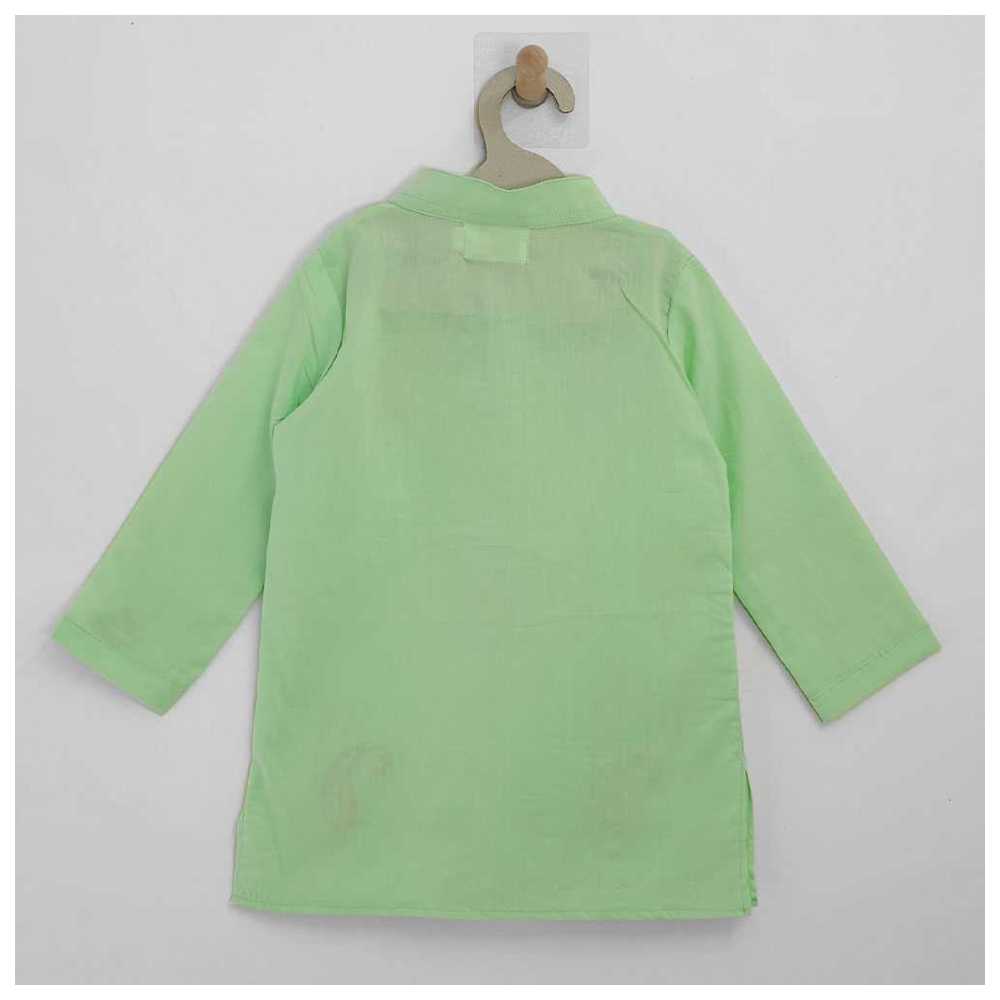 Keebee - 2pc-Set - Organic Cotton Paisley Embroidered Kurta & Patiala Pants