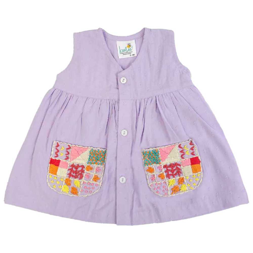 Keebee - Organic Cotton Hand Embroidered Dress - Lilac
