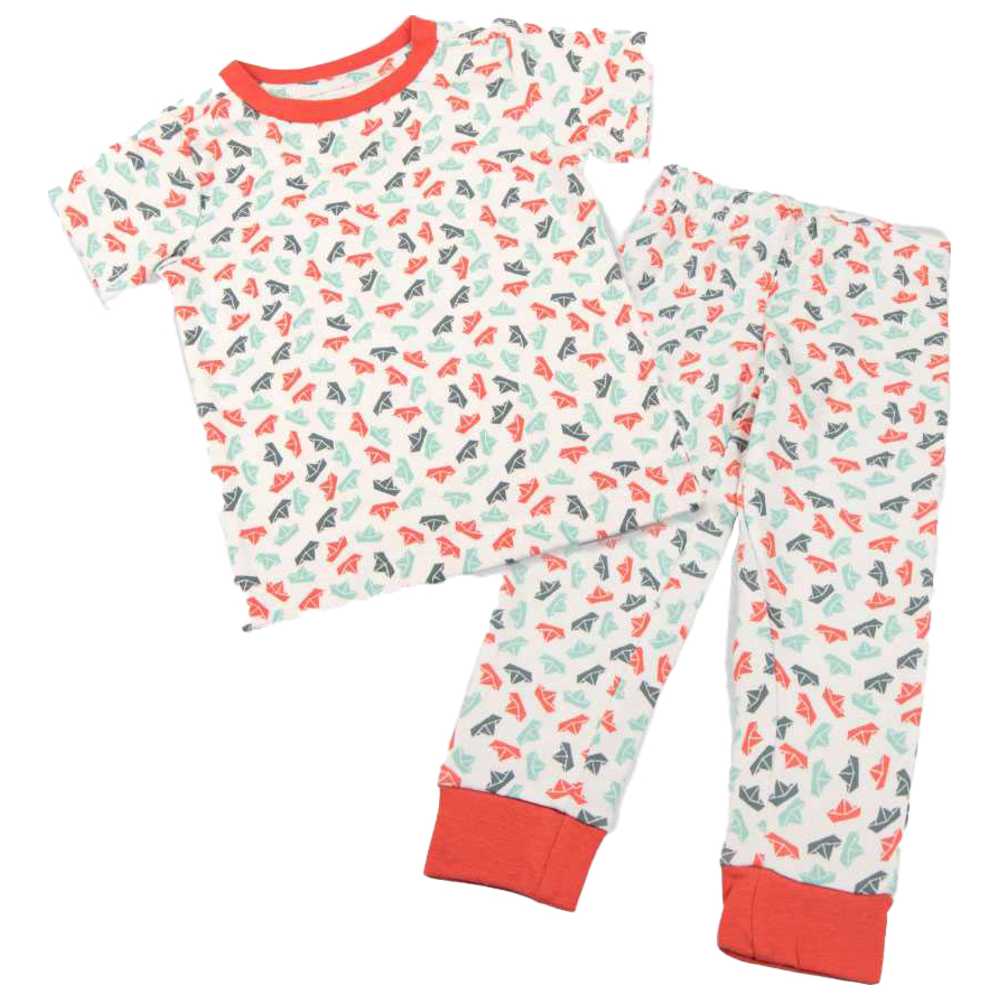 Keebee - 2pc-Set - Organic Cotton Paper Boats Print Pyjama Set
