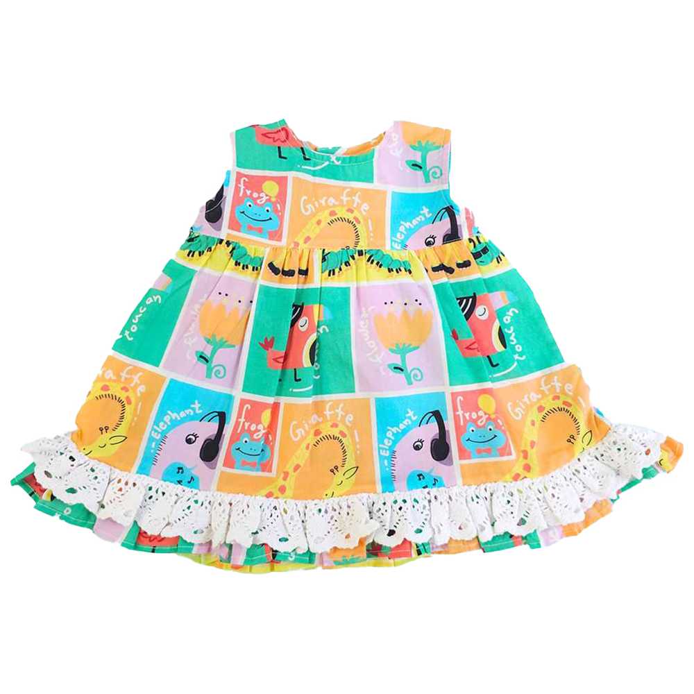 Keebee - Organic Cotton Zoo Crew Printed Peony Baby Girl Dress