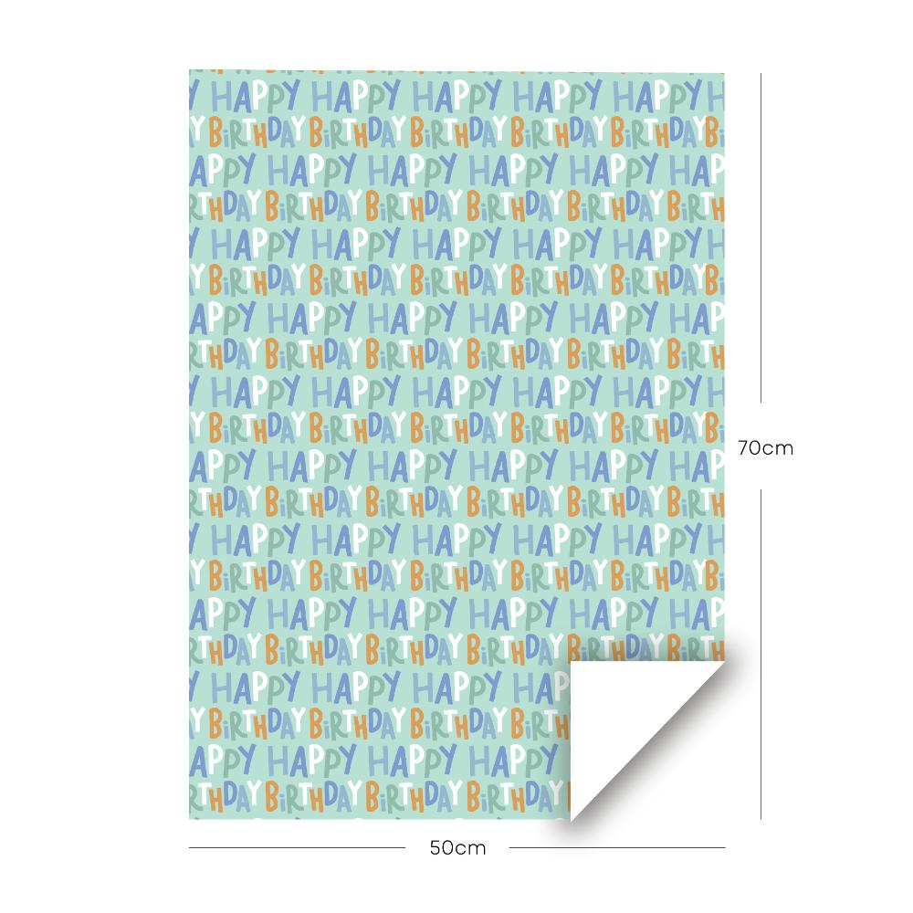 Share The Love - Gift Wrapping Paper Pack - Happy Birthday - Green