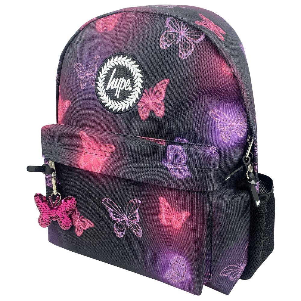 Hype - Iconic Backpack - Pink & Purple Glow Butterfly - 16.5-inch