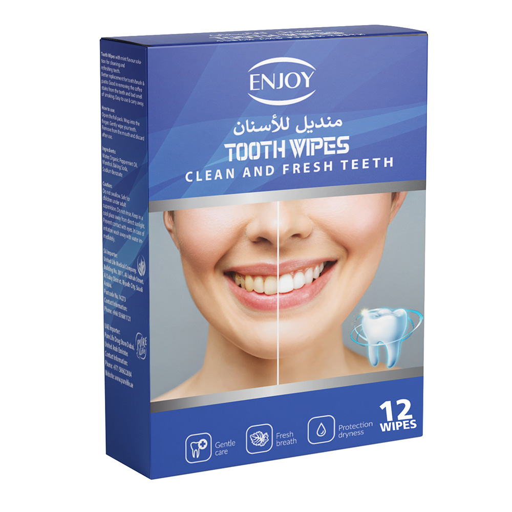 انجوي - مناديل تنظيف الأسنان المنعشة - 12 منديلًا