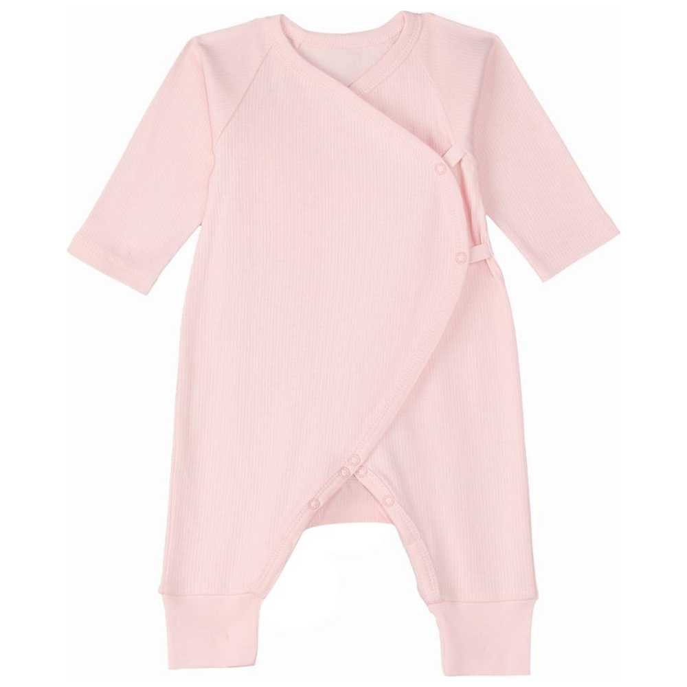Under the Nile - Organic Baby Girl's Side Snap Kimono Sleepsuit - Delicate Pink