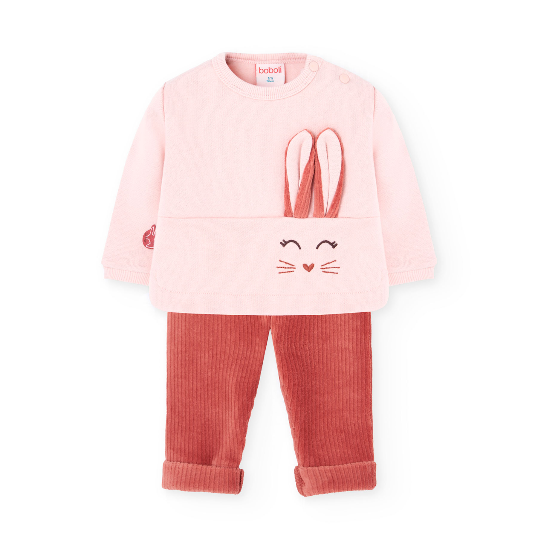 Boboli - 2pc-Set - Baby Girl's Animal Printed Knitted T-Shirt & Pants - Pink