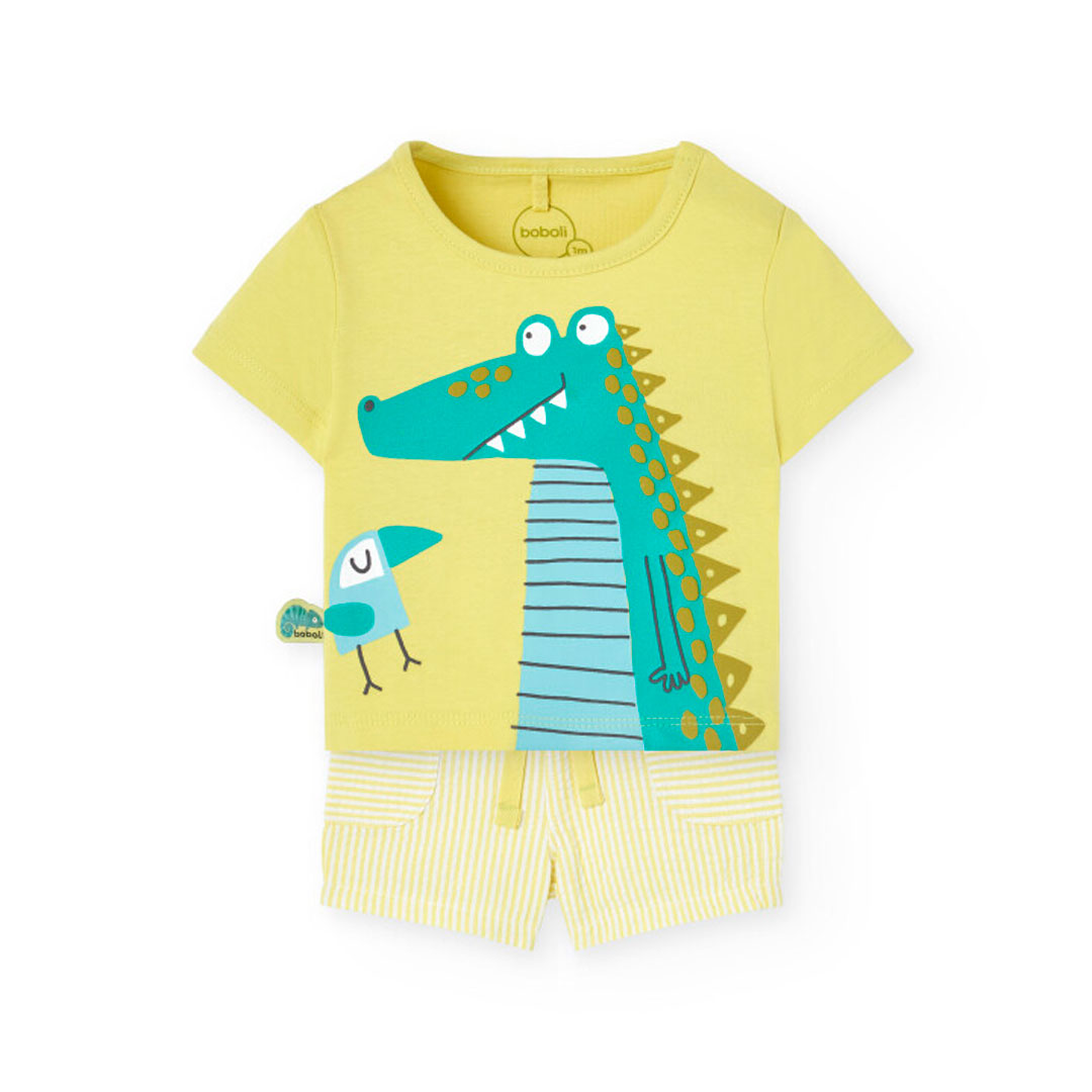 Boboli - 2-pc-Set - Baby Boy's Animal Printed Knitted T-Shirt & Shorts - Green