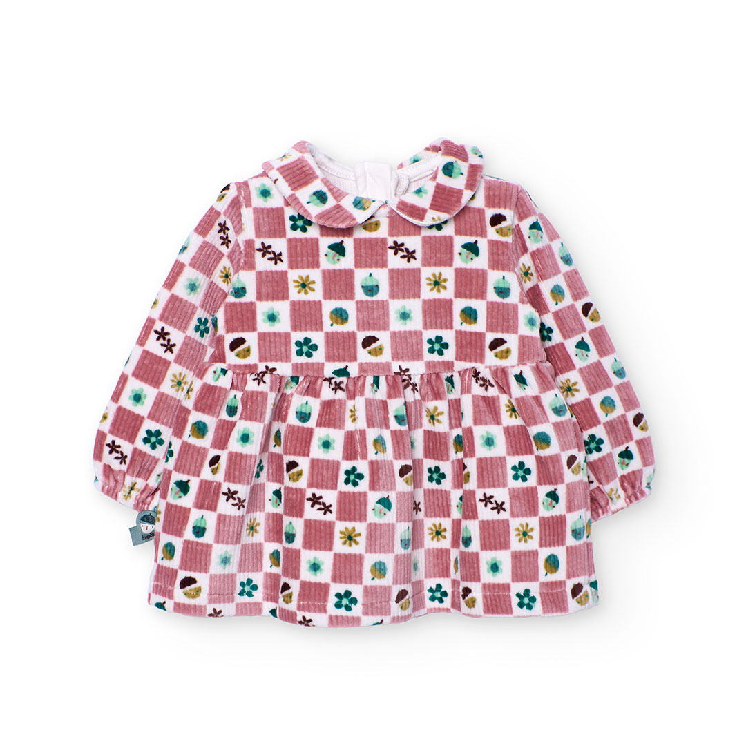 Boboli - Baby Girl's Full Sleeve Check Knitted Dress - Pink