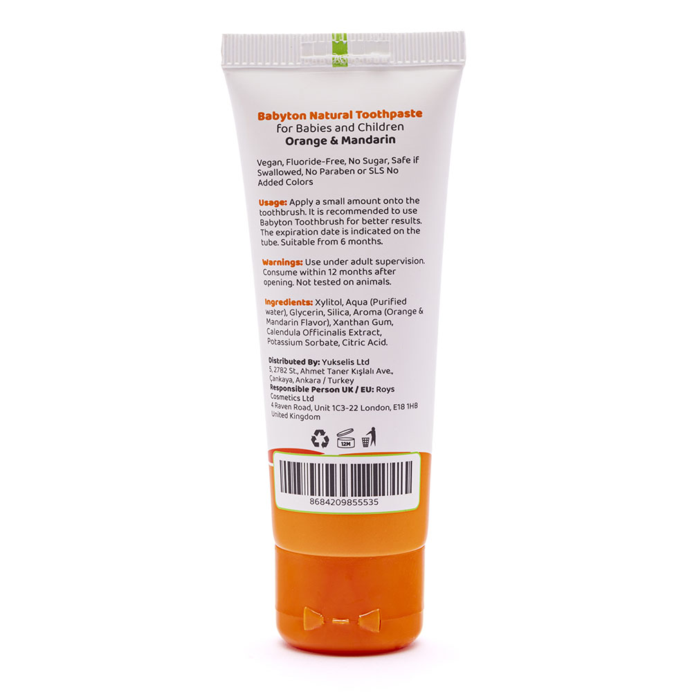 Babyton - Baby & Kids Natural Toothpaste - Orange & Mandarin - 50 gm