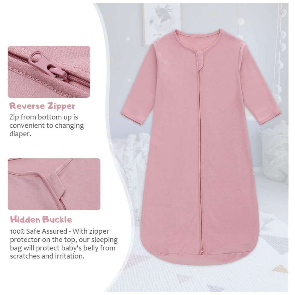 Miracle Baby - 0.5TOG Long Sleeves Double Zipper Baby Sleeping Bag - Pink