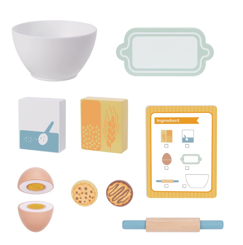 لعبة توكي - مجموعة لعب تظاهرية لخلاط الخبز الخشبي - متعددة الألوان - 11 قطعة