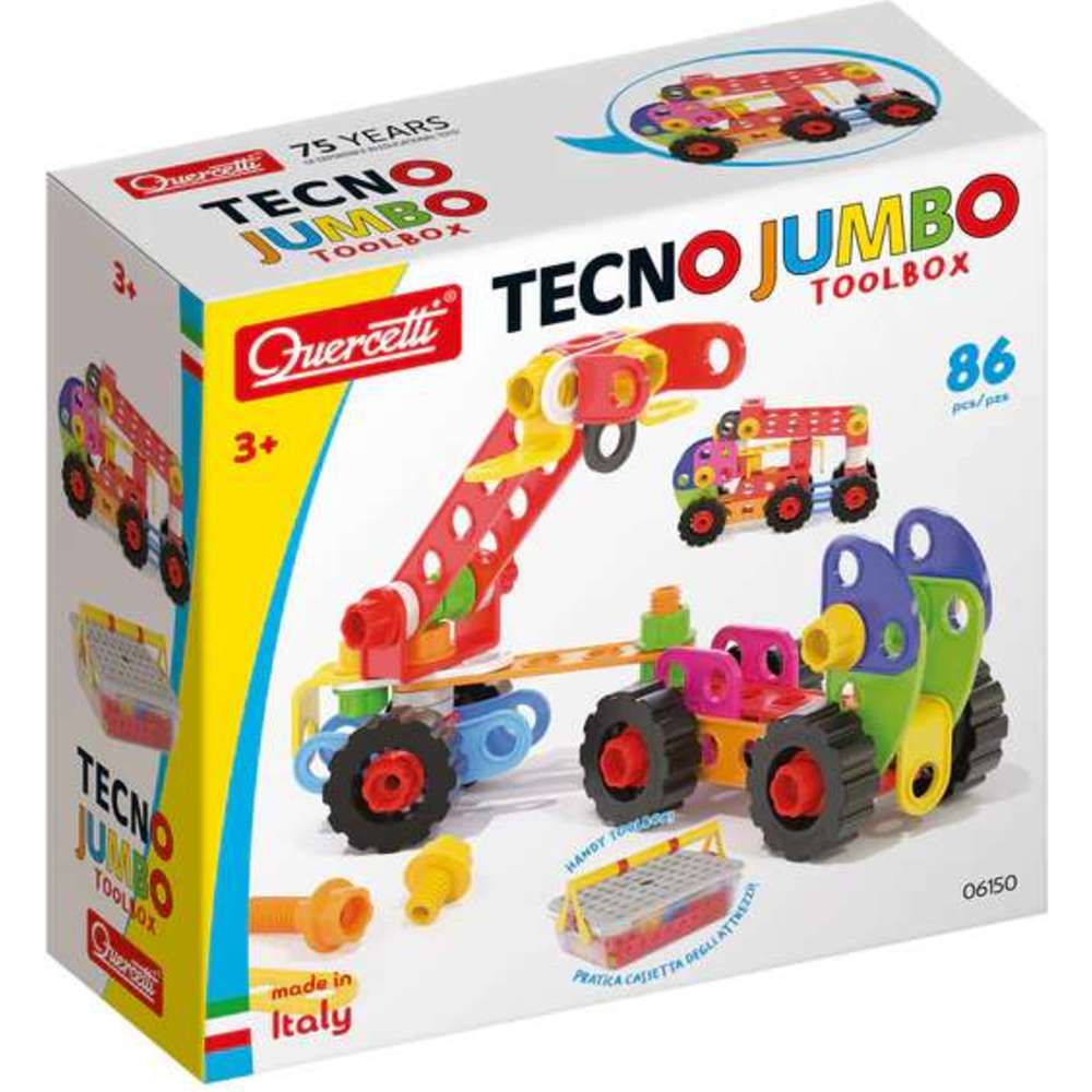 Quercetti Tecno Jumbo Toolbox - 86 Pc Set