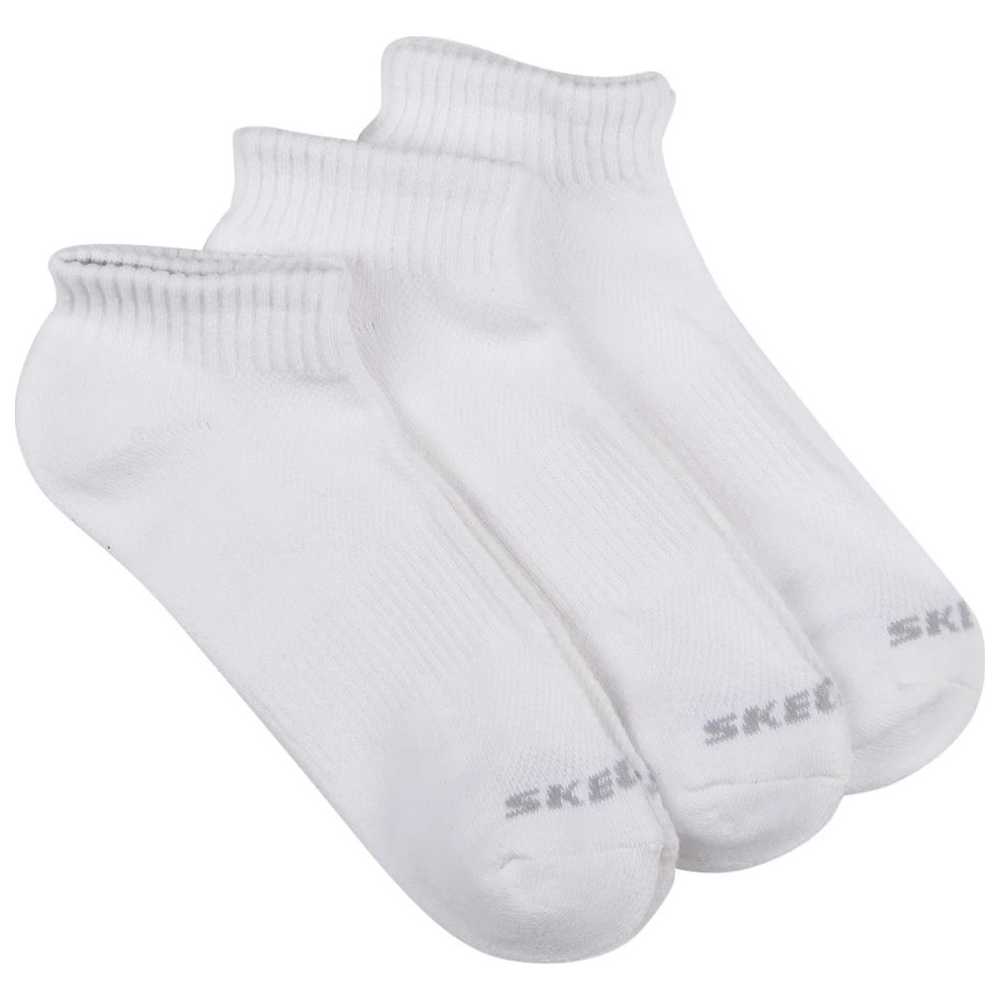 Skechers - Unisex Terry Quarter Crew Socks - White - Pack of 3
