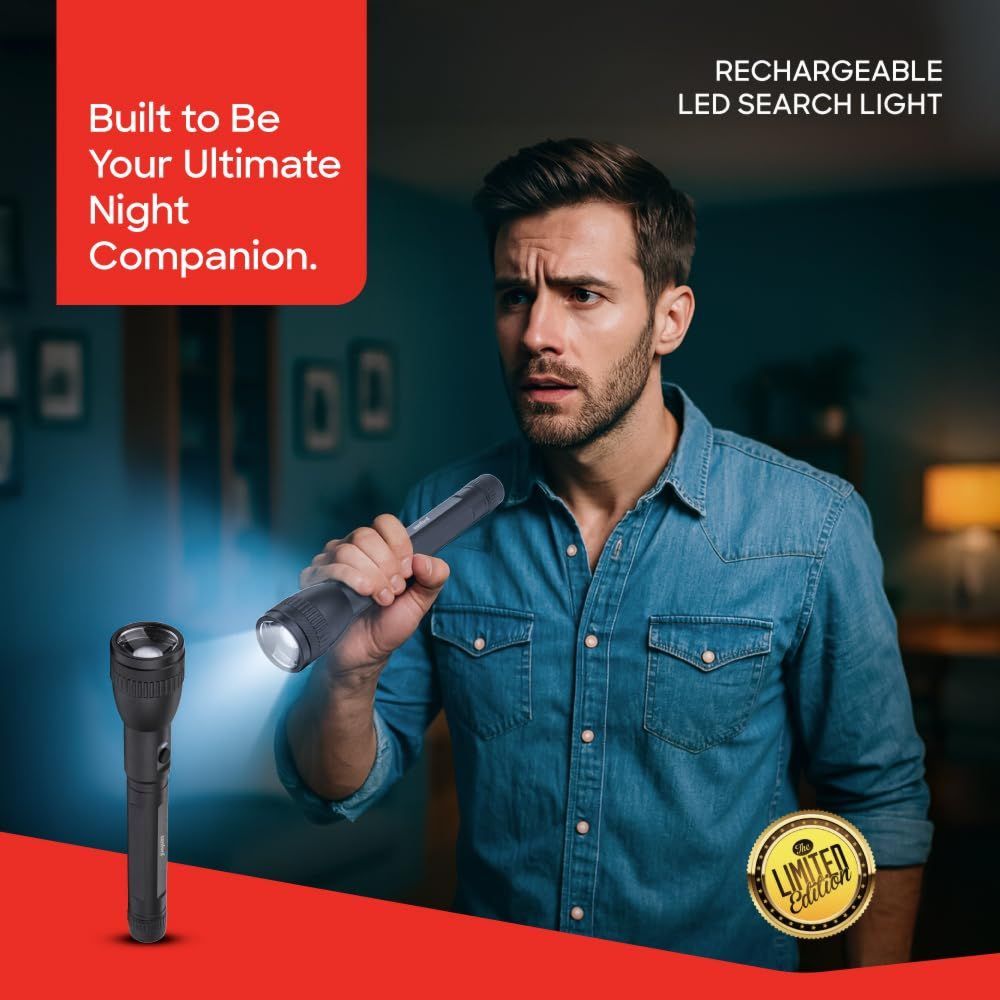 Sanford - LED Rechargeable Searchlight - Black