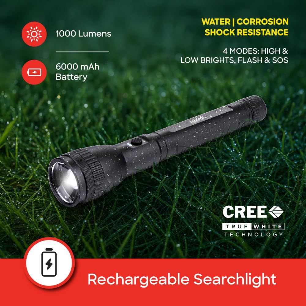 Sanford - LED Rechargeable Searchlight - Black