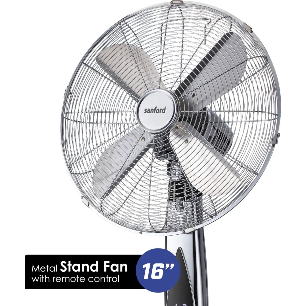 Sanford - Metal Stand Fan With Remote Control - Black - 55 W - 40 cm