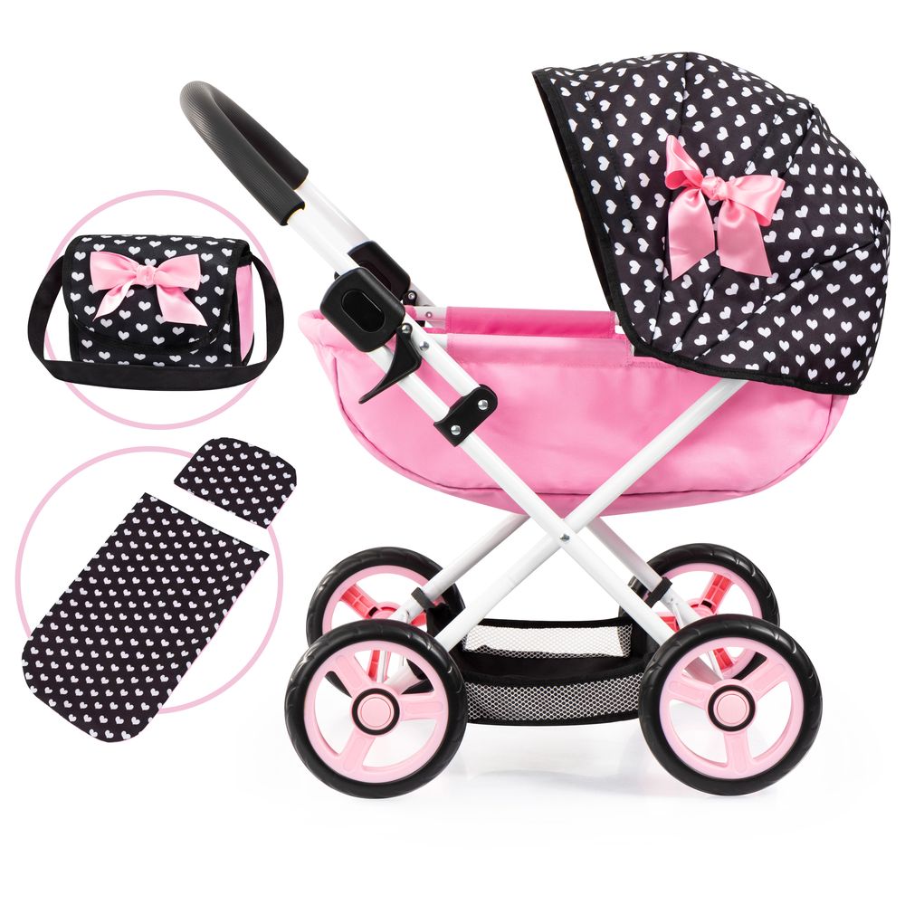 Bayer - Pram Set Cosy Fits Baby Doll - Pink/Black - 46 cm