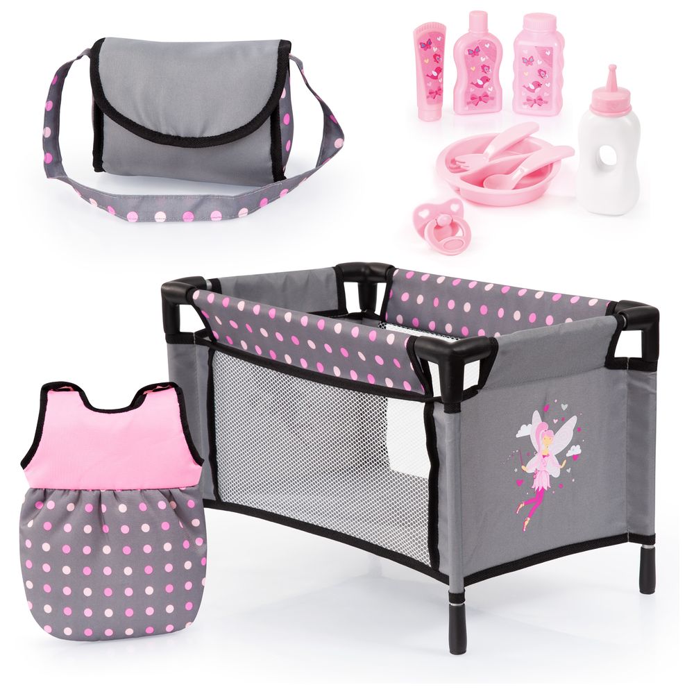 Bayer - Baby Doll Travel Bed With Accessories - 42 cm - 9 Pc Set