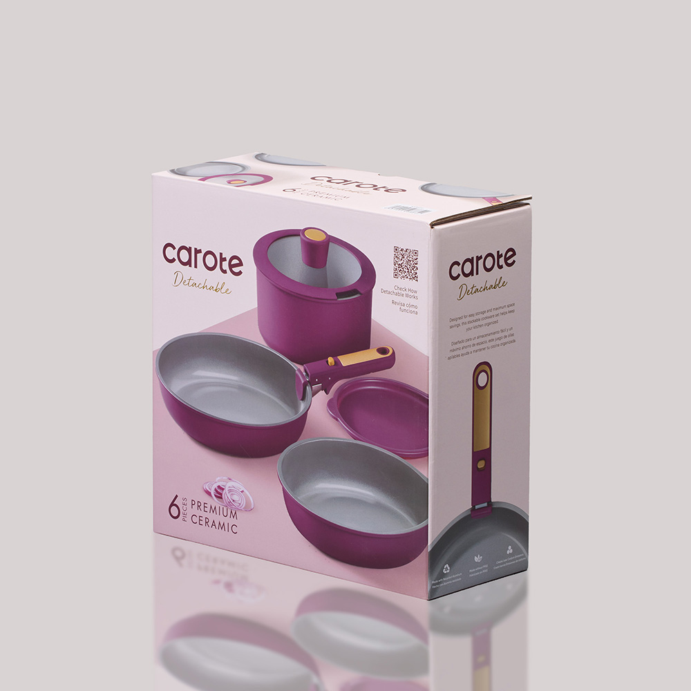 كاروت - طقم أواني طهي سيراميك بمقبض قابل للفصل - عدد 6 